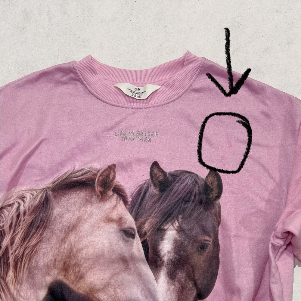 H&M Girls Printed Horse Hoodie and Sweatshirt- Size 8 - Picture 6 of 8